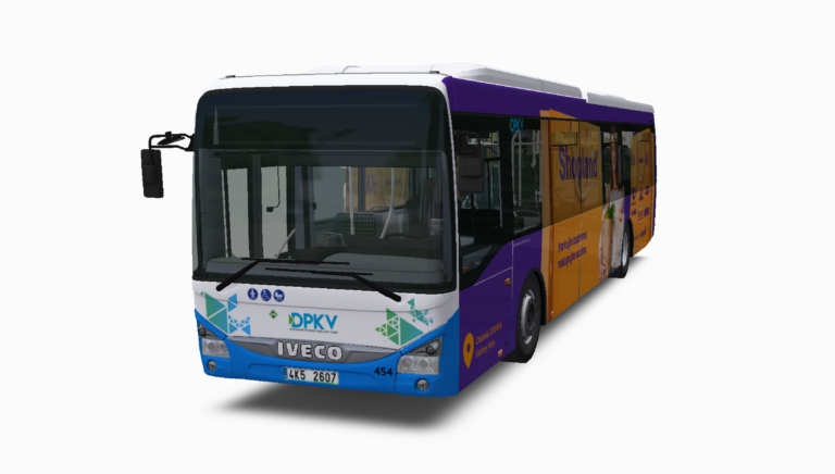 IVECO Crossway LE CITY 12M NP – DPKV 454, CVR Shopland, fialová s oranžovou grafikou nákupních tašek